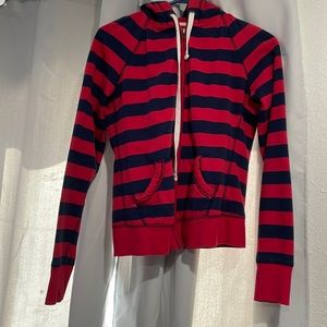 Red and navy blue striped jacket